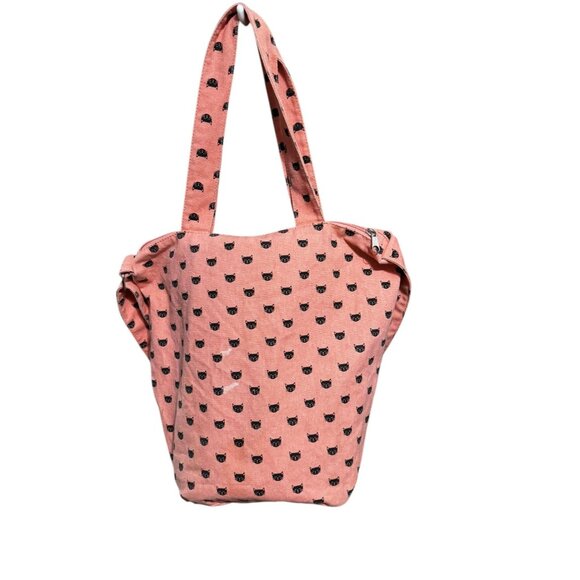 Cat Print Jr. Tote Bag With Appliqué Patches & Double Handles - Picture 5 of 12
